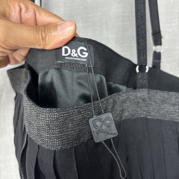 Dolce Gabbana Pleated Silk Wool Blend Dress, Gray Black, 40 - Picture 9 of 13